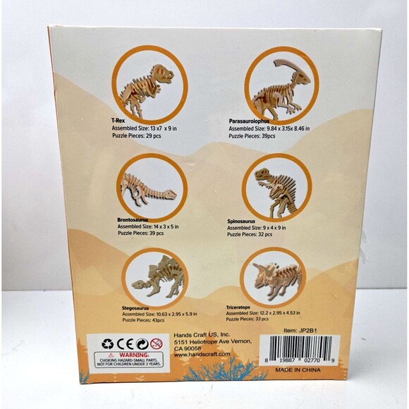 Hands Craft DIY 3D Wooden Puzzle 6 Assorted Dinosaur Puzzles Set Stem NEW Sealed - Picture 2 of 10